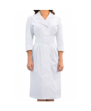 Prima by Barco 3/4 sleeve double breasted button front scrub dress - White 