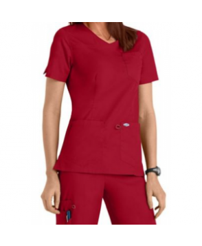 ScrubZone Red womens surplice scrub top - Cherry 