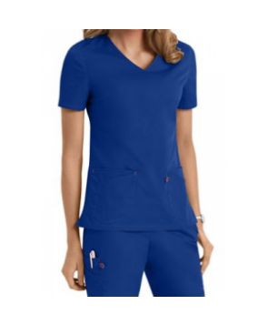 ScrubZone Red womens v-neck scrub top - Royal 