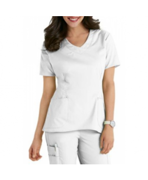 White Cross Allure High-Low Hem v-neck scrub top - White 