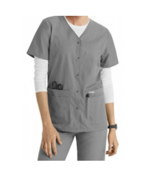 Landau snap front medical scrub top teel 