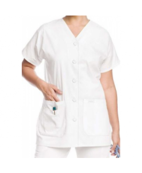 Landau v-neck button front tunic - White 