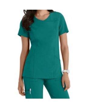 Urbane Performance Propel crossover scrub top - Crystal Lagoon 