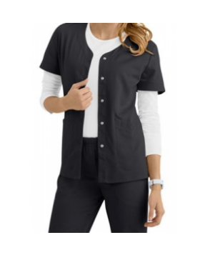 Urbane Ultimate Megan snap front short sleeve scrub jacket - Black 