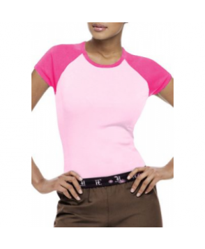 Urbane two tone tee - Pearl pink/primrose trim 