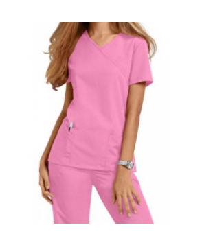 Urbane Ultimate Sophie mock-wrap scrub top - pixie pink 