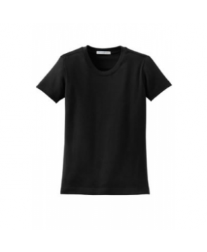 Ladies modern stretch scoop neck short sleeve shirt - Black 