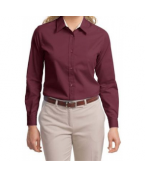 Port Authority Ladies Easy Care long sleeve shirt - Burgundy 