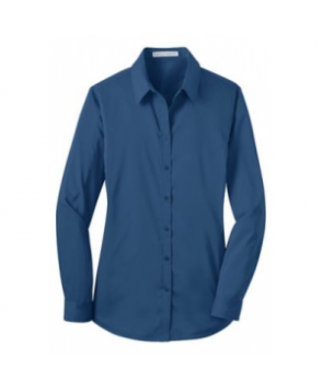 Ladies long sleeve stretch poplin shirt oonlight Blue 