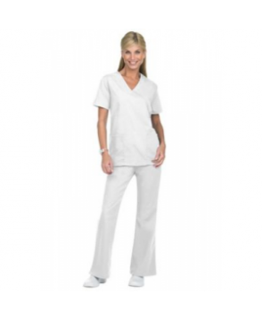 Natural Uniforms mock wrap solid two piece scrub set - White 