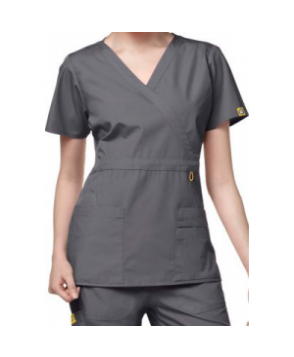 WonderWink Origins Golf mock wrap scrub top - Pewter 