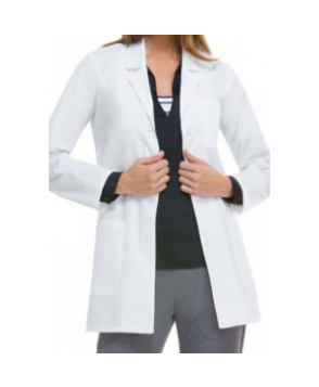 Dickies Professional Whites with Certainty Plus 3 inch notched collar lab coat - White 