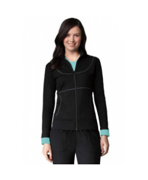 Greys Anatomy Active stretch French terry scrub jacket - Black/Splash 