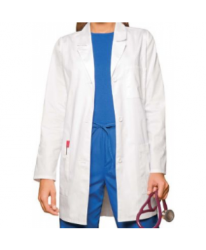Dickies 3 inch notched collar lab coat - White 