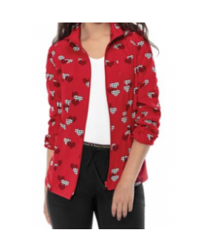 HeartSoul Houndstooth Hearts print scrub jacket - Houndstooth Hearts 