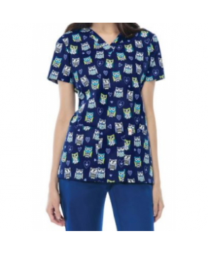 Code Happy Hoo Has Your Heart print scrub top with Certainty - Hoos Has Your Heart 