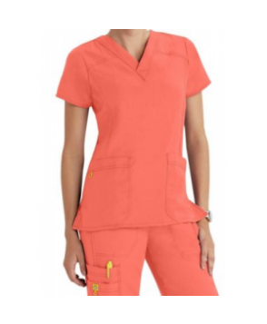 WonderWink Four-Stretch v-neck scrub top - Coral Reef 