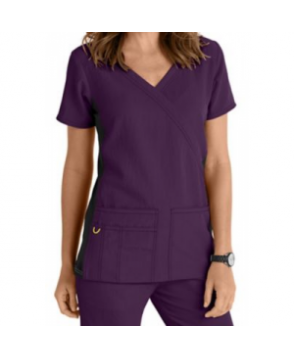 WonderWink Four-Stretch knit panel scrub top - Eggplant 