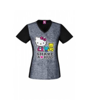 Cherokee Tooniforms Hello Kitty Share print scrub top - Hello Kitty Share 