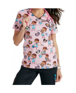 Cherokee Tooniforms I Care For Pets print scrub top - I Care For Pets 
