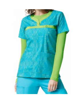 WonderFlex Fashion Fierce notch neck print scrub top - Fashion Fierce 