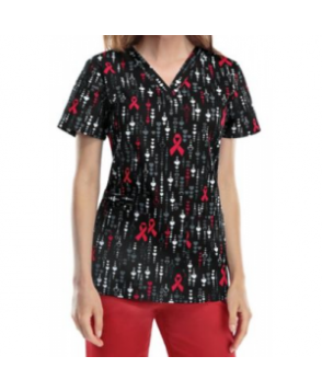 Cherokee Love Your Heart print scrub top ove Your Heart 