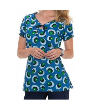 Koi Bridgette Flower Puffs keyhole print scrub top - Flower Puffs 