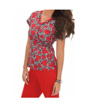 Koi Kathryn True Love mock wrap print scrub top - True Love 