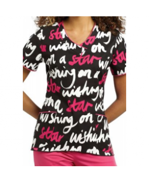 White Cross Wishing On A Star print scrub top - Wishing On A Star 