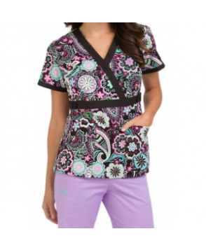 Med Couture Milan Free Spirited crossover print scrub top - Free Spirited 