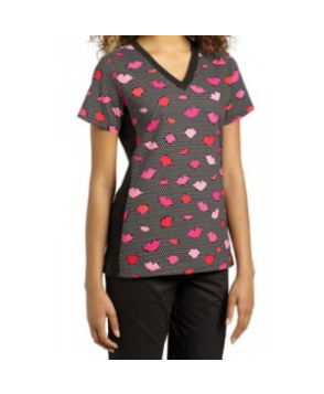 White Cross Kiss Me print scrub top - Kiss Me 