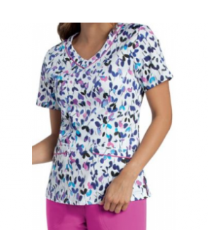 Landau Smart Stretch Fresh Start v-neck print scrub top - Fresh Start 