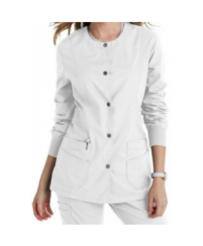 Landau for Women prewashed button front scrub jacket - White 