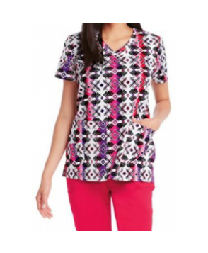 KD Ombre Tribal v-neck print scrub top - Ombre Tribal 