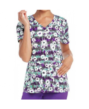 KD Wild Daisy v-neck print scrub top - Wild Daisy 