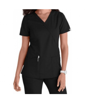 Code Happy crossover scrub top with Certainty - Black 