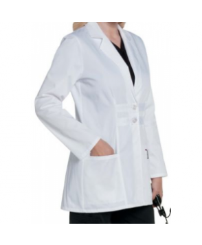 Landau women's white twill fashion antimicrobial lab coat - White 