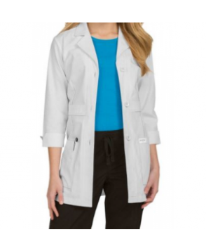 Med Couture womens 3 inch button front lab coat - White 