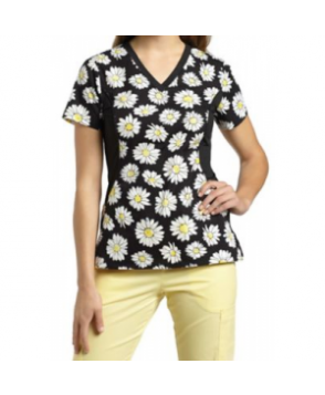 White Cross Dipity Daisy print scrub top - Dipity Daisy 