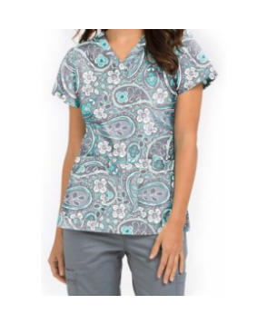 MC by Med Couture Niki Simply Paisley v-neck print scrub top imply Paisley 