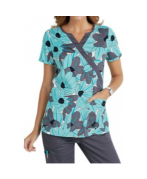 Beyond Scrubs Petals Pool print scrub top - Petals Pool 