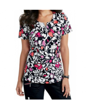 Beyond Scrubs Mia Abstract Coral print scrub top - Abstract Coral 