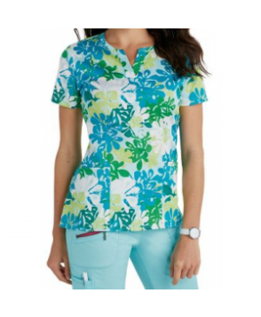 Beyond Scrubs Seaflowers Pool print scrub top eaflowers Pool 