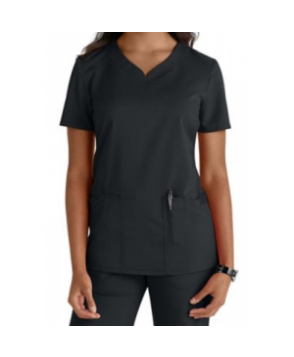 Code Happy v-neck scrub top with Certainty - Pewter 