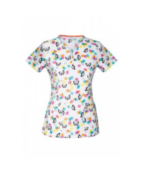 Code Happy Flutter Round print scrub top with Certainty - Flutter Round 