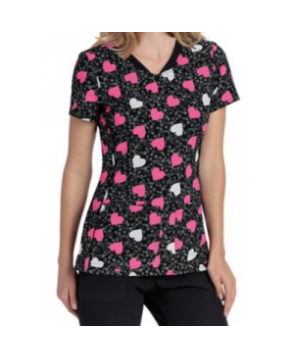 HeartSoul Young Love Pink print scrub top - Young Love Pink 