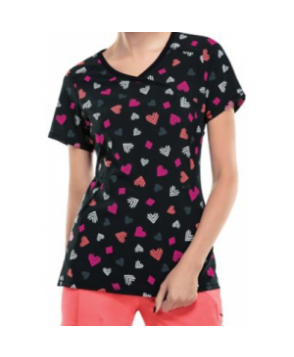 Infinity by Cherokee Heartbreaker print scrub top with Certainty - Heartbreaker 