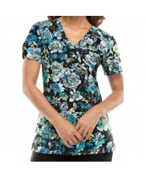 Dickies Xtreme Stretch Wash Away Your Blooms print scrub top - Wash Away Your Blooms 