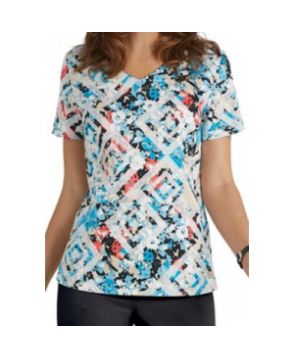 Landau Smart Stretch Labyrinth v-neck print scrub top abyrinth 