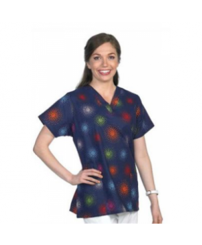 Scrub Wear Flower Spray v-neck print scrub top - Flower Spray 